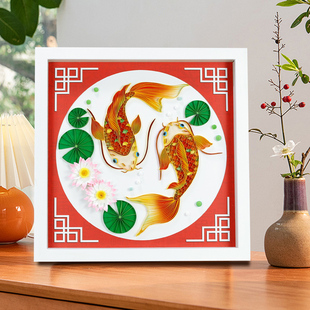 指艺时代非遗衍纸材料包莲年有余鱼创意手工DIY大作品中国风国潮国粹展览礼品衍纸工具套装创意艺术折纸成品