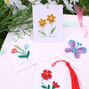 指艺时代方格衍纸书签材料包校园活动DIY 亲子互动文创小清新手工礼品