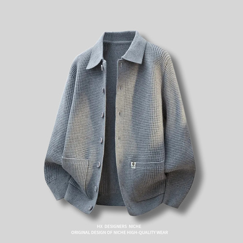 翻领开衫外套毛衣服针织衫外套男