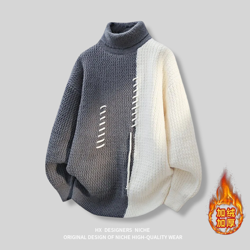 复古宽松休闲圆领毛衣针织外套男