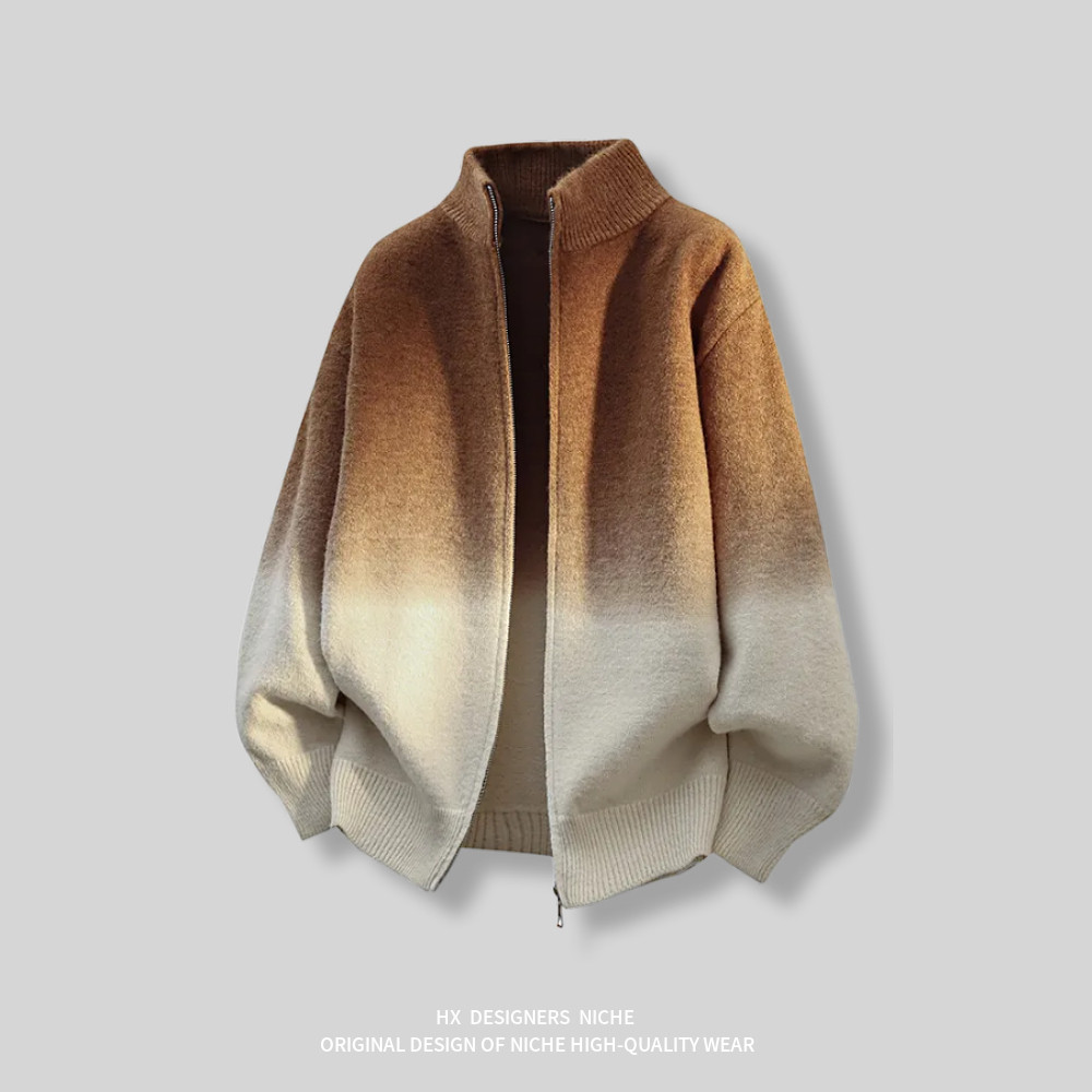 春季日系复古立领渐变色系拉链上衣外套男宽松休闲高级感时尚百搭,男装,汉服,淘宝优惠券,粉丝福利购,淘宝优惠卷