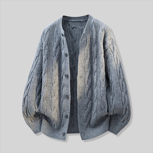 休闲麻花开衫毛衣服针织衫外套男