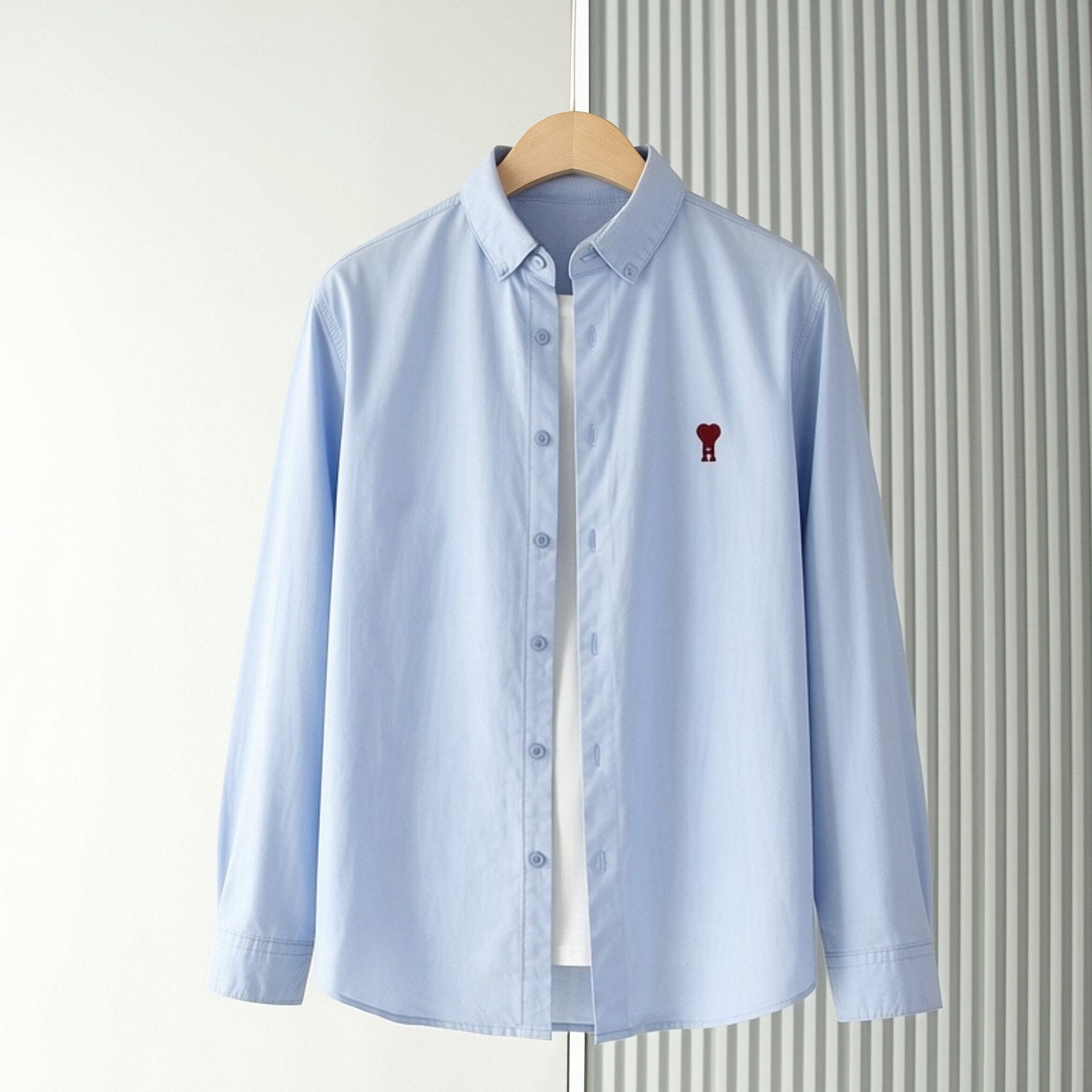 春季日系复古心型刺绣纯棉长袖衬衫男宽松休闲衬衣外套高级感上衣,男装,汉服,淘宝优惠券,粉丝福利购,淘宝优惠卷