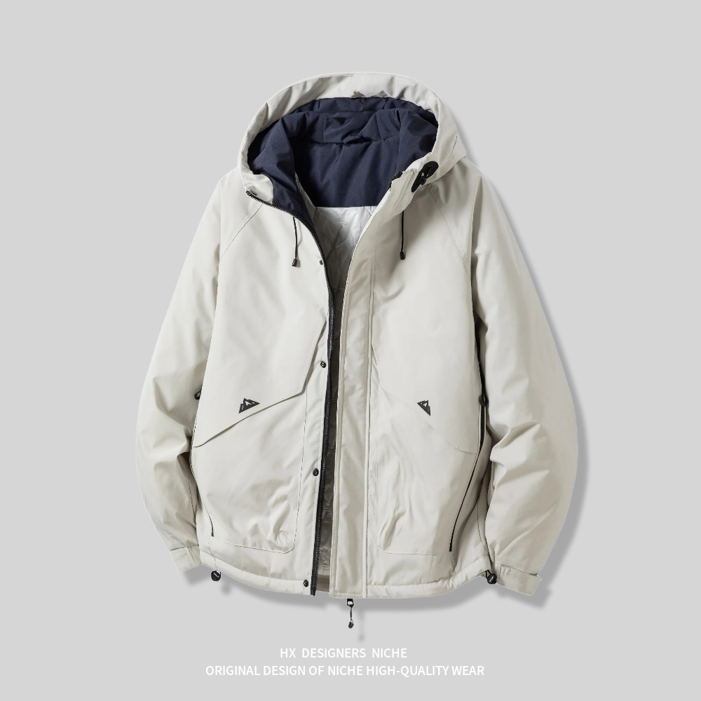 连帽大口袋保暖夹克棉衣男冲锋衣