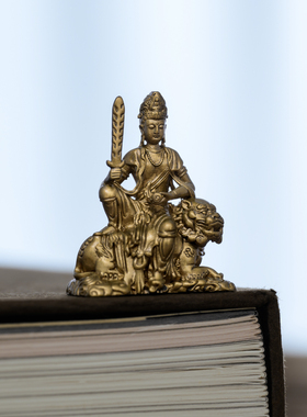 简修行普贤文殊菩萨像摆件青狮坐像精致迷你小号雕像茶空间装饰品