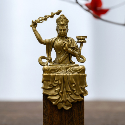 简修行文殊菩萨五台山供奉摆件佛像坐像黄铜像本命佛雕像家居装饰
