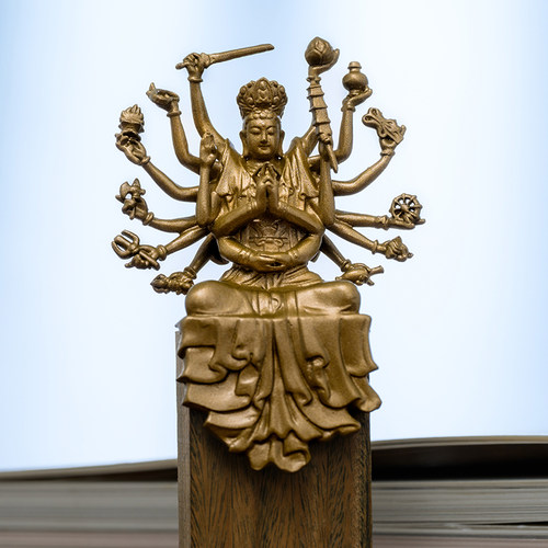 黄铜准提菩萨摆件迷你随身佛