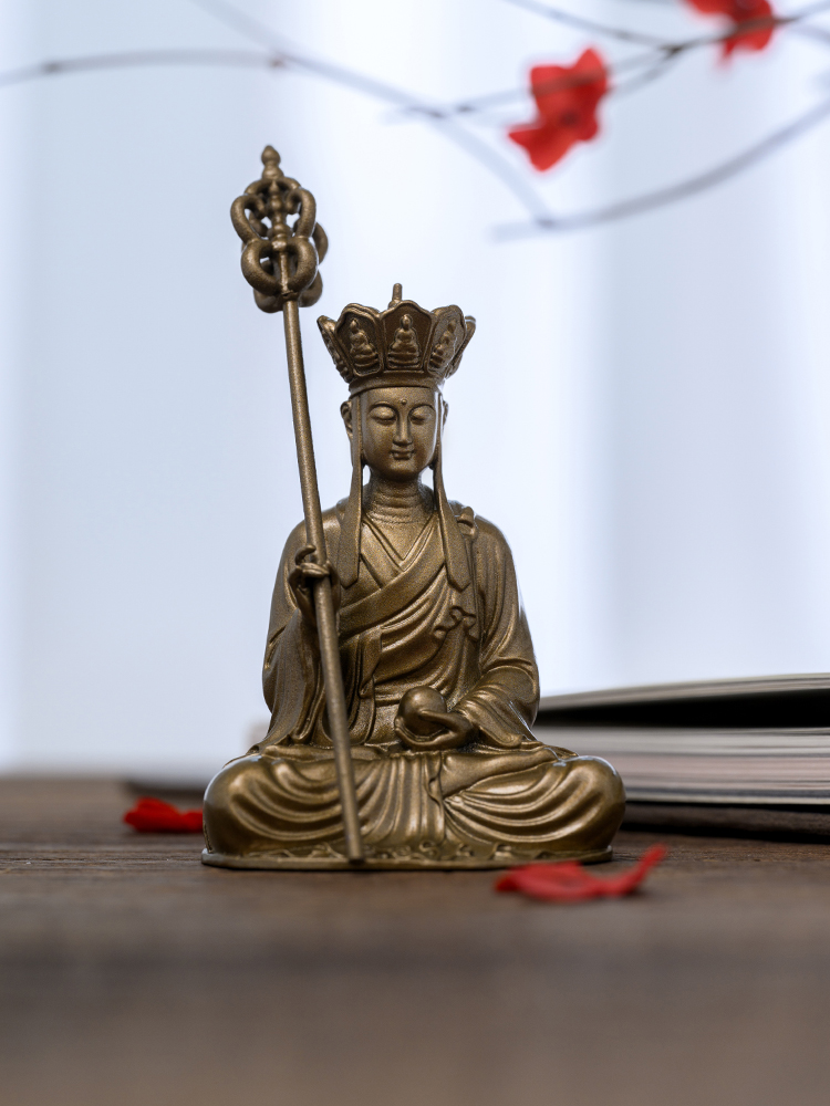 简修行地藏菩萨像地藏王坐像铜随身佛小摆件茶空间禅意文创装饰品