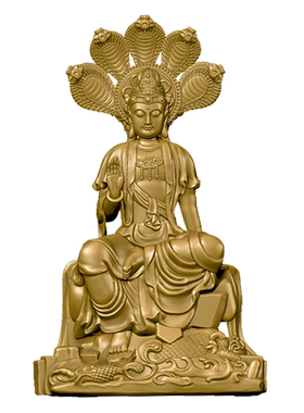 简修行黄铜龙树菩萨金色摆件