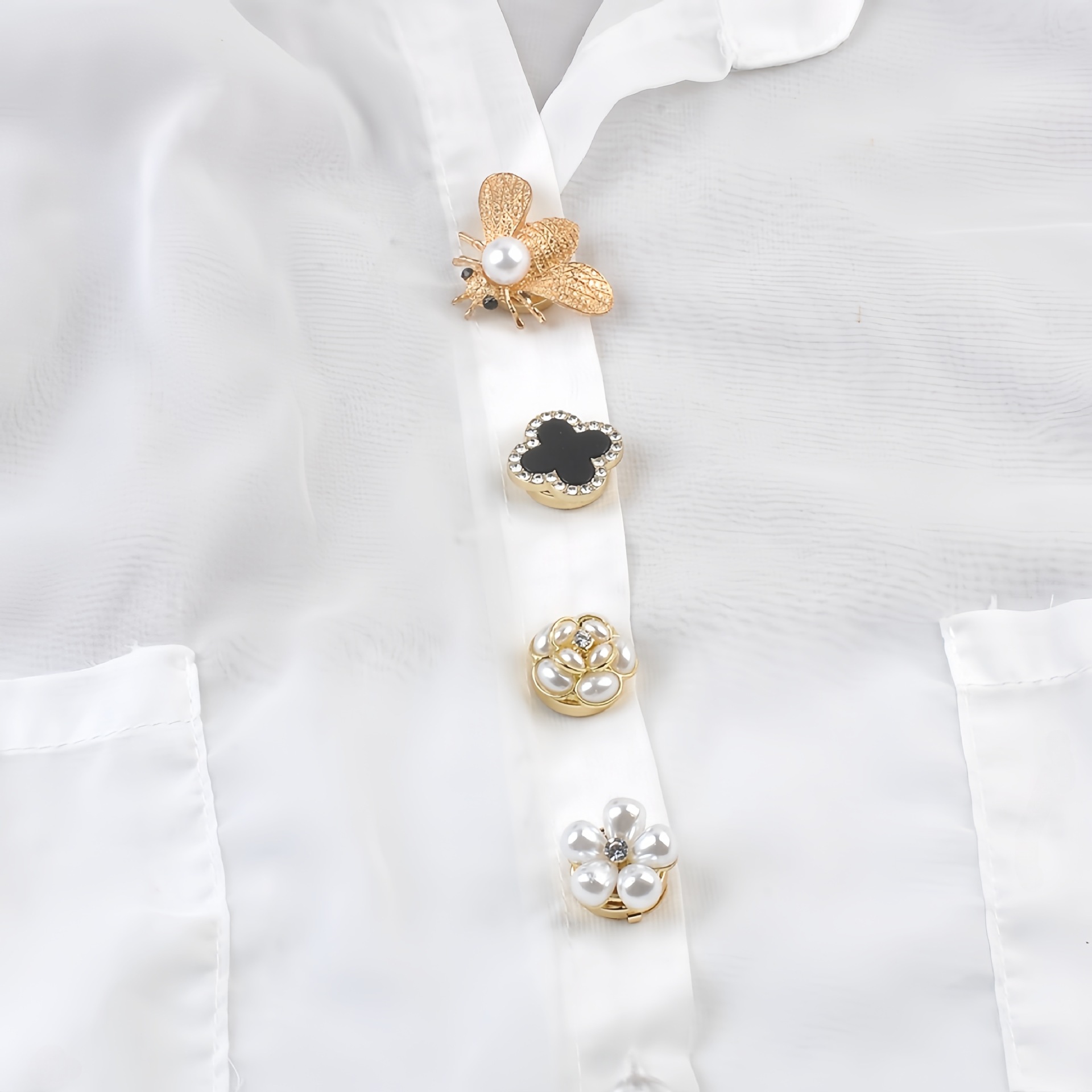 新款欧美跨境亚马逊时尚衬衣衣领口装饰扣可折衬衫纽扣套配饰饰品