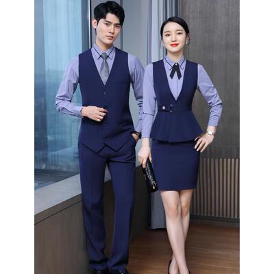 职业马甲套装男女服务员工作服酒店酒吧KTV美容院前台工作装秋冬