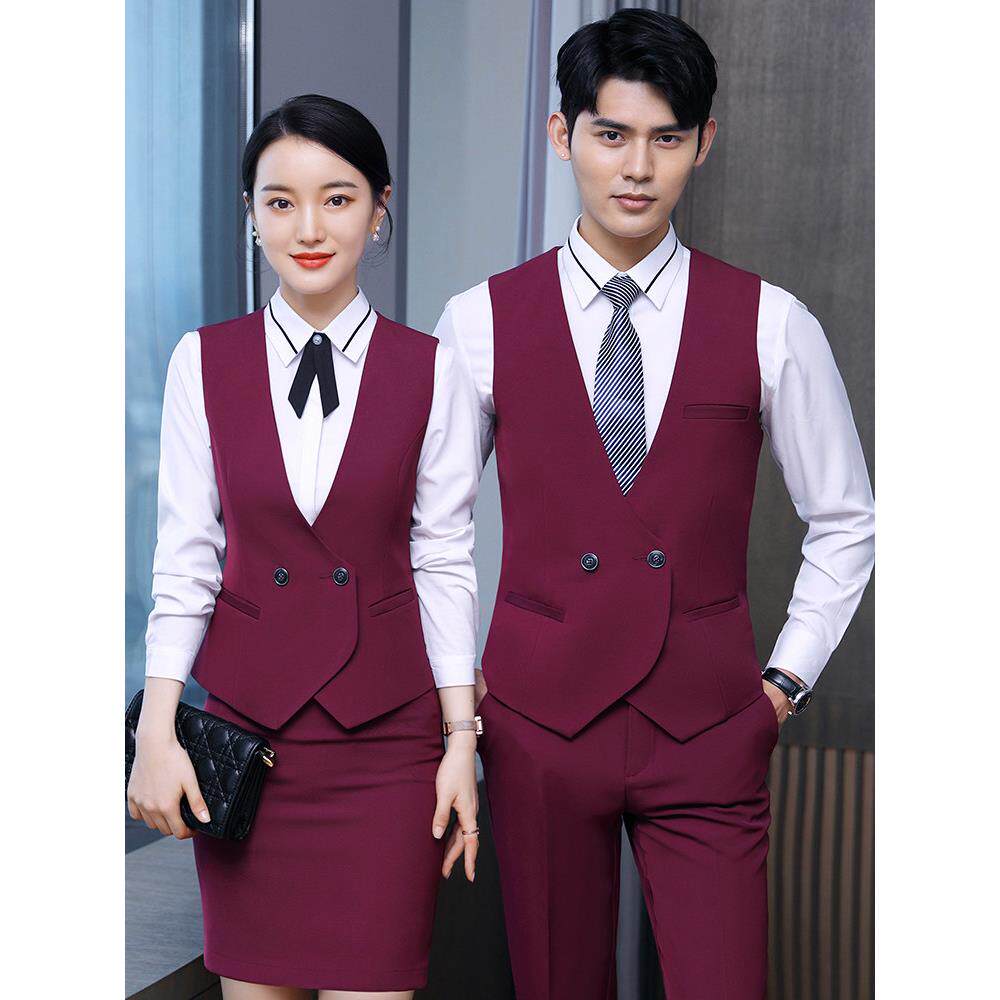 酒店服务员工作服制服衬衫工装女长袖秋冬装大码餐饮职业装套装男