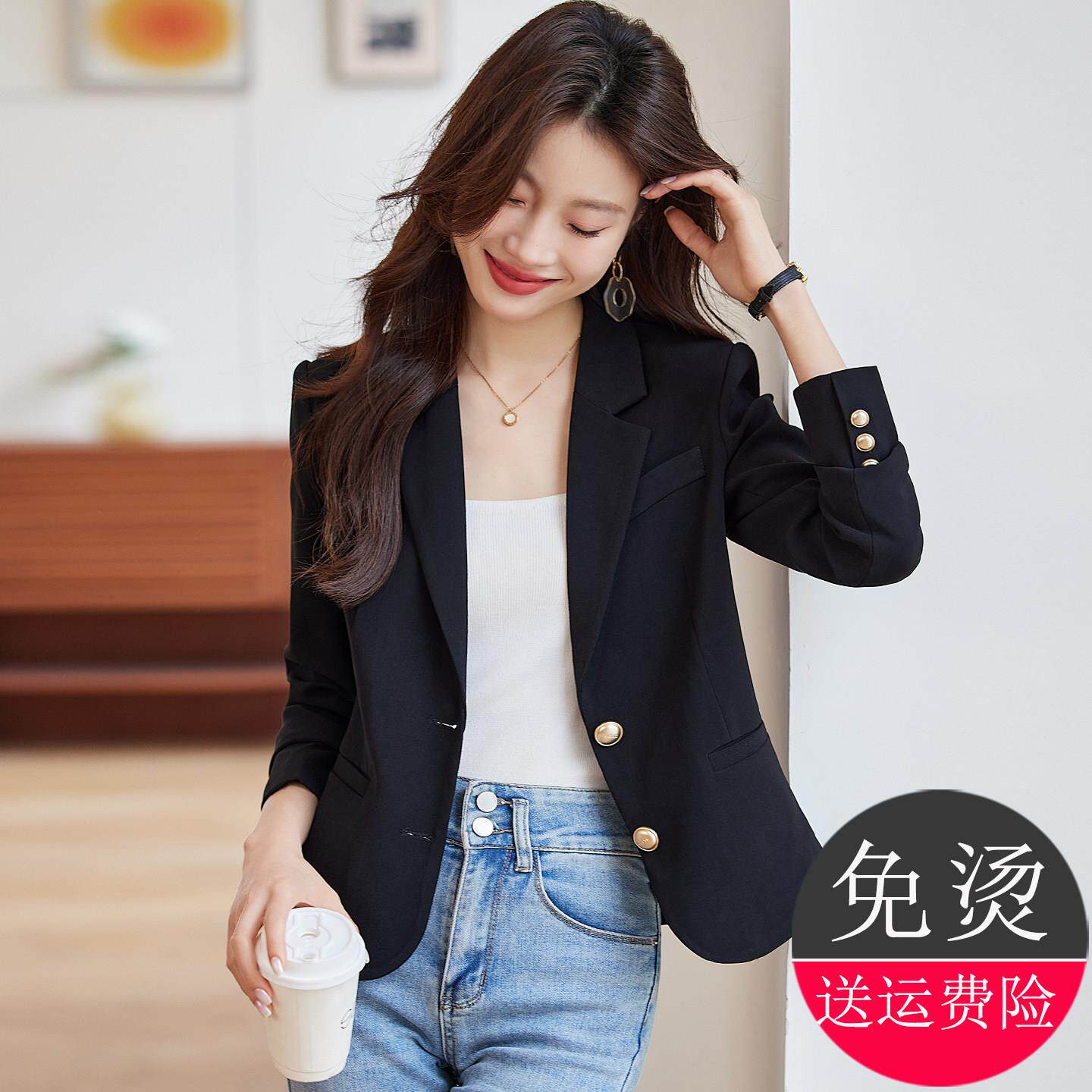 黑色西装外套女职业气质春秋装2026新款小个子短款休闲高级感西服