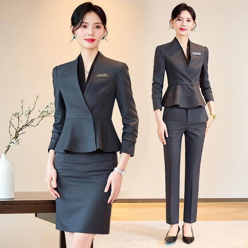 高端职业西装套装女医美口腔美容院工装会所酒店前台珠宝店工作装图片