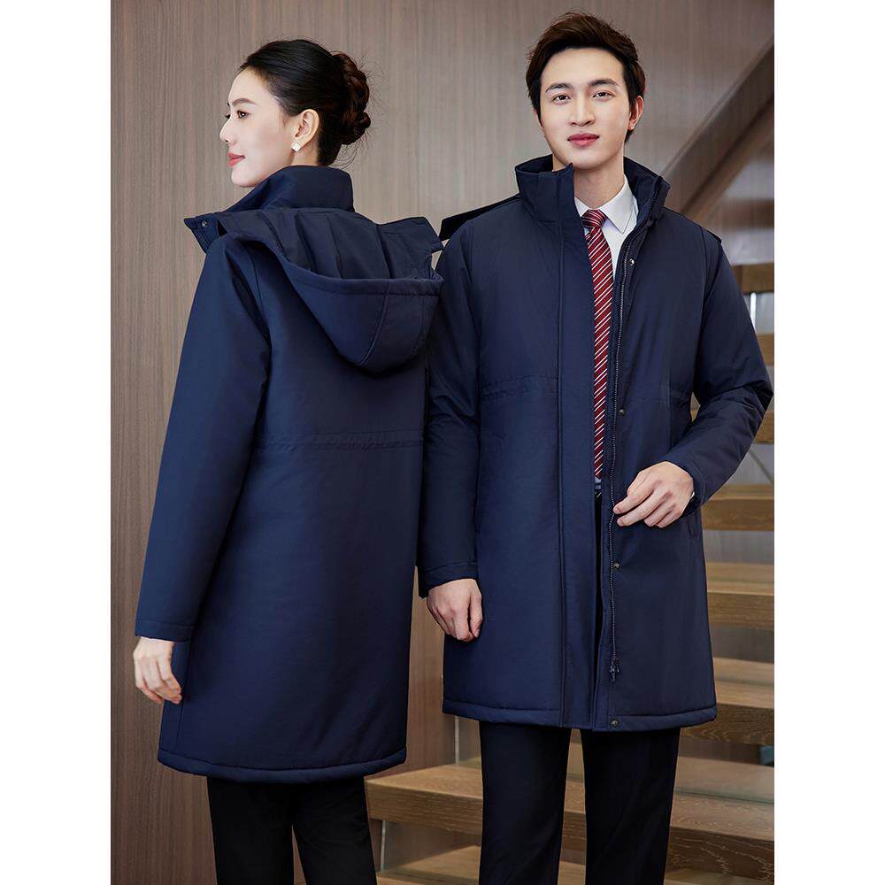 男女同款中长款职业正装棉服行政银行公务员商务棉衣冬季工装棉袄