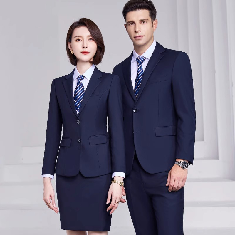 职业装西服套装藏蓝色男女工装公务员面试正装4S店西装外套工作服