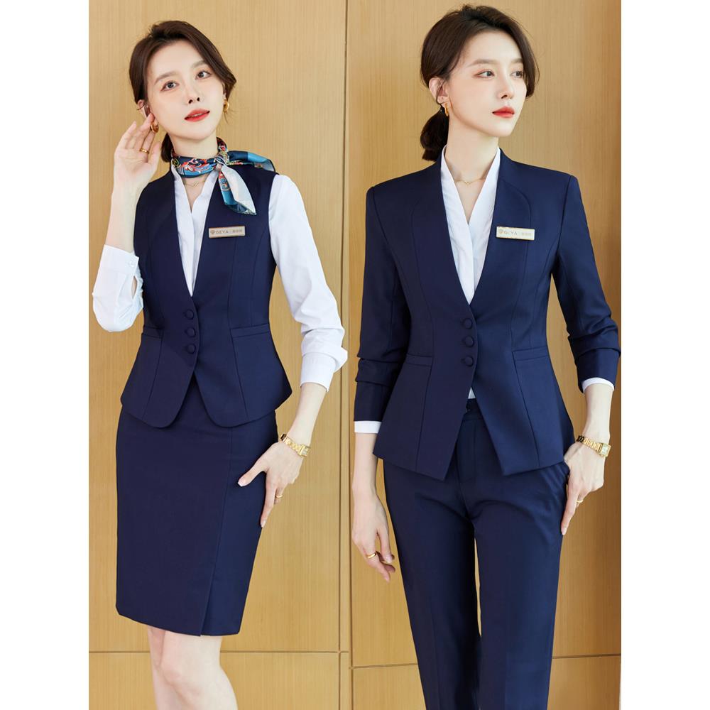 珠宝酒店前台接待经理工作服马甲女士西装套装职业正装气质春秋季