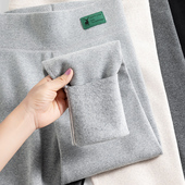 胖mm200斤女外穿秋冬加绒不掉档 高个子大码 薄绒螺纹打底裤 加长版