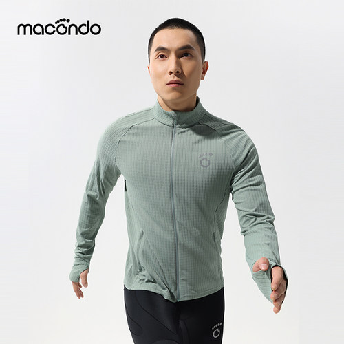 马孔多Hope麦田格男子针织拉链开衫速干手表孔跑步运动休闲外套