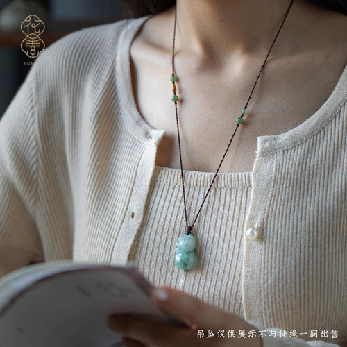 玉石翡翠高档编织项链绳百搭款女