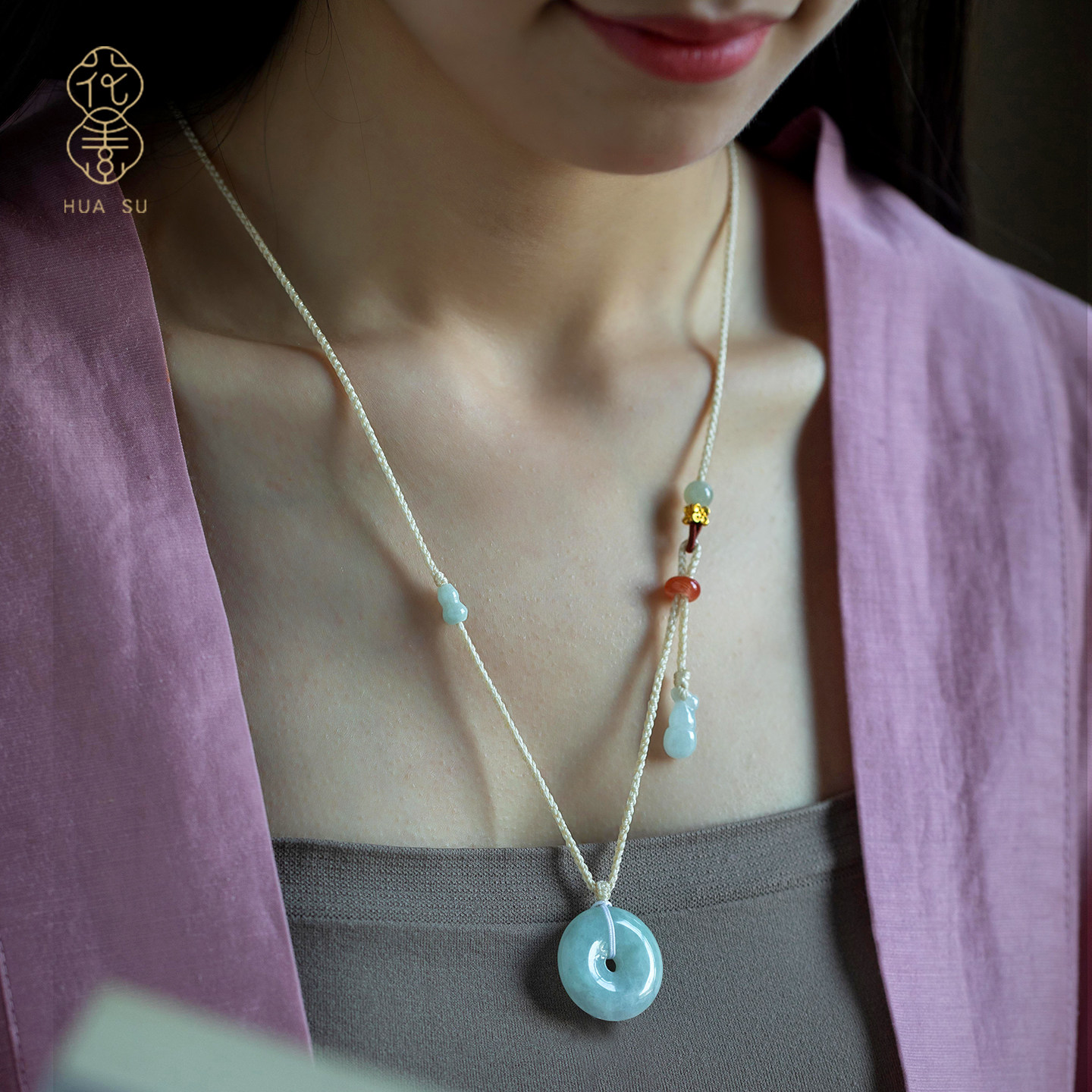 手工編織翡翠葫蘆吊墜掛件繩女生