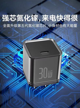 氮化镓充电器手机快充头适用iPhone 14华为安卓快充头满自断电手机闪充30W氮化镓PD快充头手机充电器适用苹果