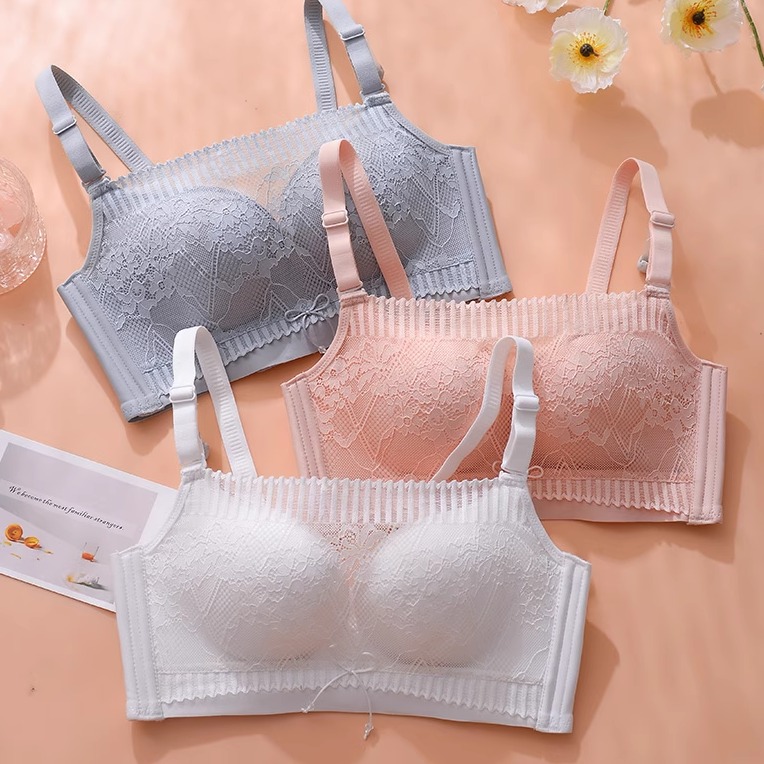 白色抹胸式内衣女小胸聚拢收副乳防下垂文胸无钢圈蕾丝防走光裹胸