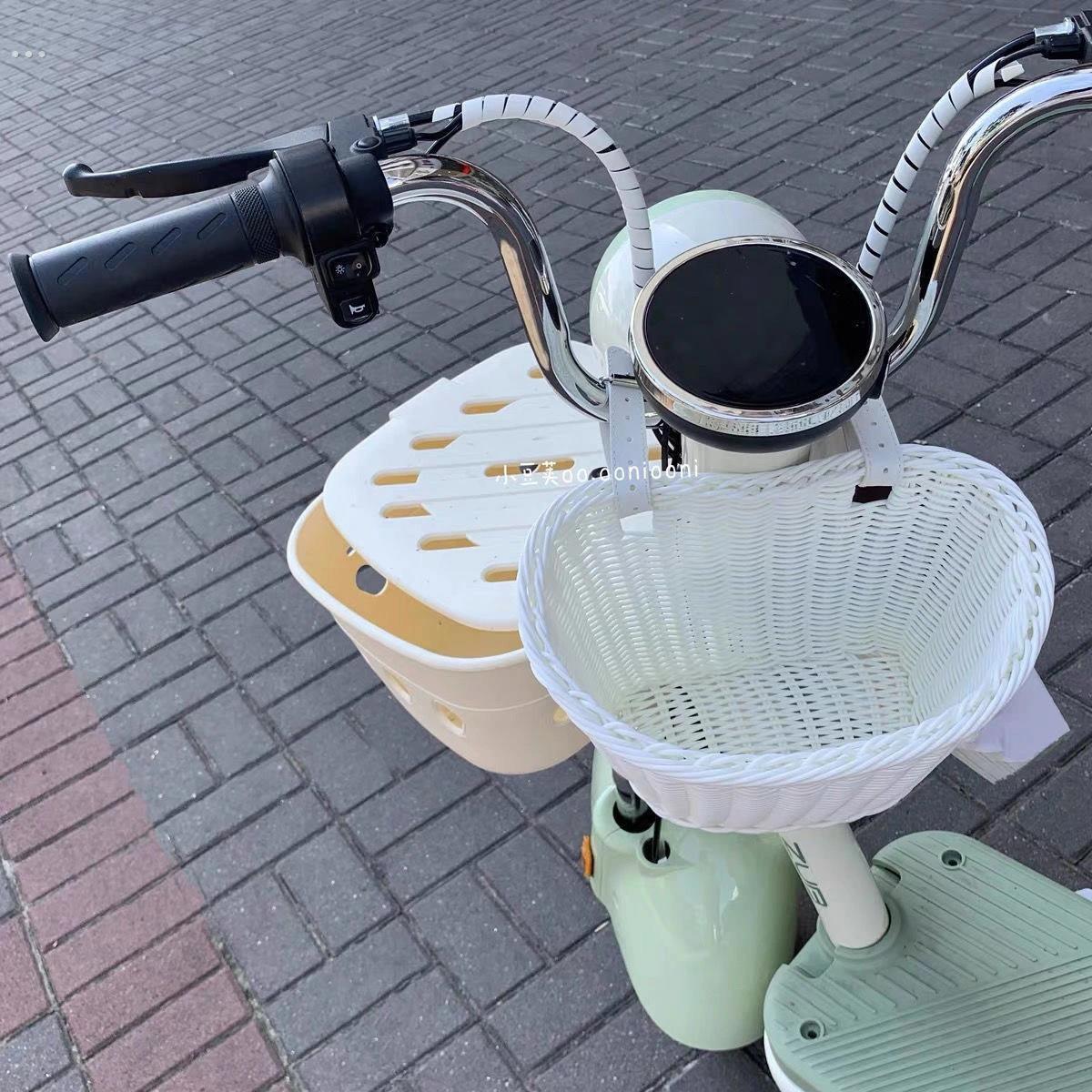 藤编车筐柳编车篓自行车篮子折叠车筐防水电动车儿童车前置车篮