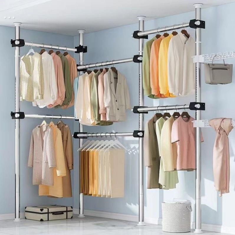 德国品质顶天立地衣架杆落地组合晾衣架卧室内挂衣架伸缩晾衣杆凉