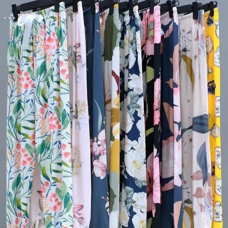 高级棉绸睡裤女士夏季薄款人造棉沙滩防蚊长裤绵绸可外穿家居裤子