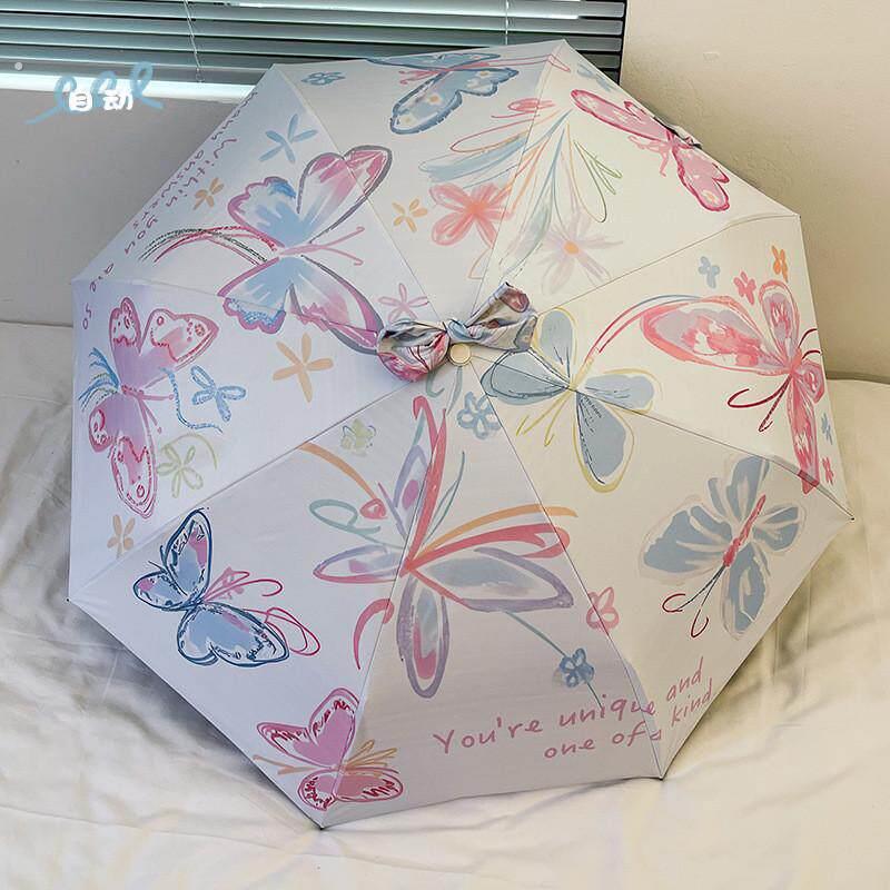 雨伞女生高颜值款防晒伞小巧可携式女晴雨两用结实耐用轻便蝴蝶厂图片