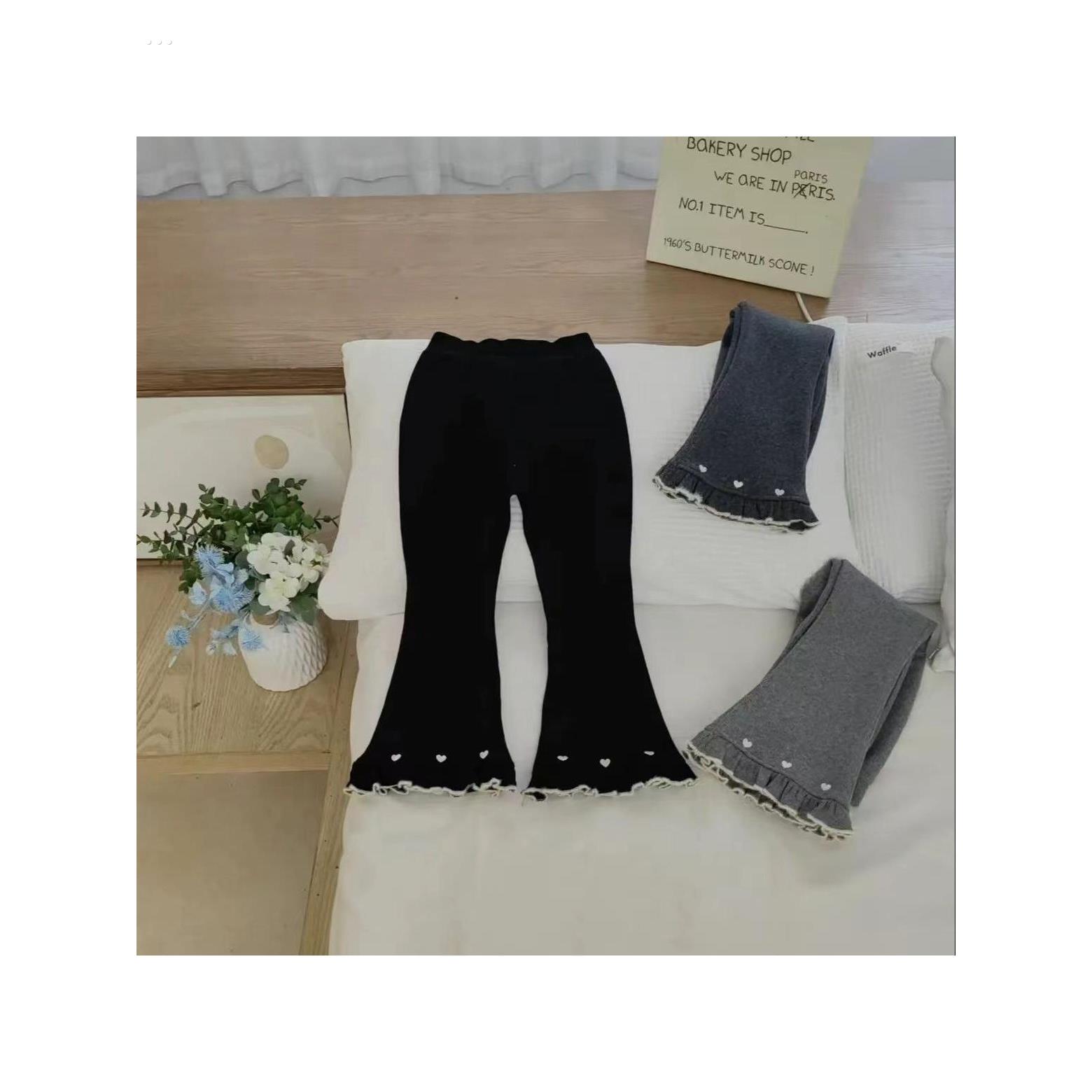 女童打底裤秋冬喇叭裤韩版儿童加绒裤子修身宝宝微喇裤保暖长裤子