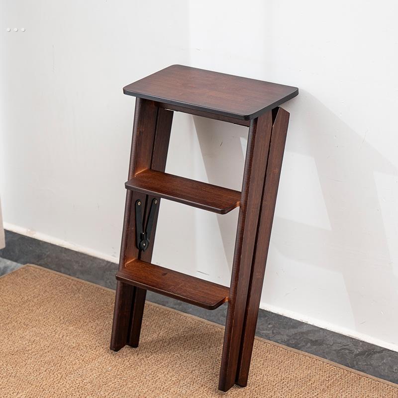 实木折叠梯凳家用多功能台阶脚踏二三步登高梯室内客厅两用楼梯椅