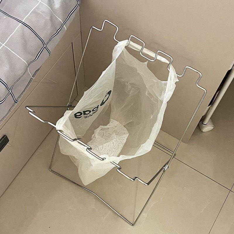 垃圾架不锈钢可折叠简易便携垃圾桶家用厨房专用免弯腰落地收纳架