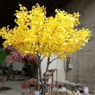 仿真银杏树植物盆栽包柱大树玻璃钢假树网红酒店装饰假银杏树