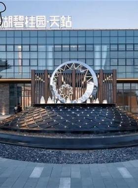 大型不锈钢月亮圆环圆形雕塑定制金属镂空户外售楼部景观装饰摆件