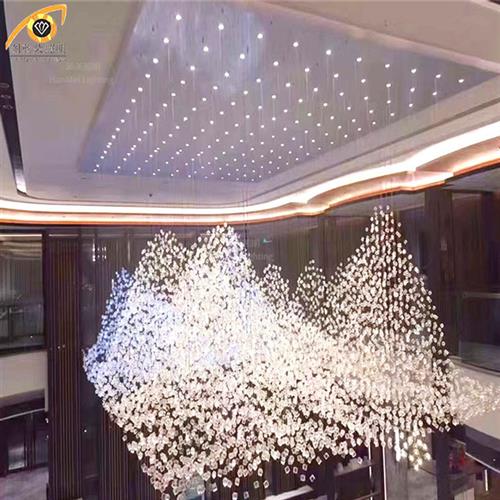 酒店大堂手工玻璃石头吊灯琉璃冰块装饰艺术大灯别墅定制装饰大灯