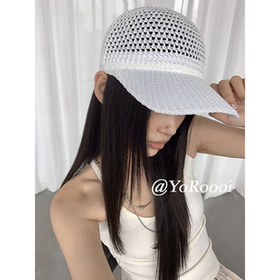 YoRoooi 透气网眼棒球帽防晒显脸小遮阳鸭舌帽女 韩系百搭镂空夏季