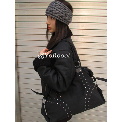 大容量铆钉通勤单肩托特包斜挎