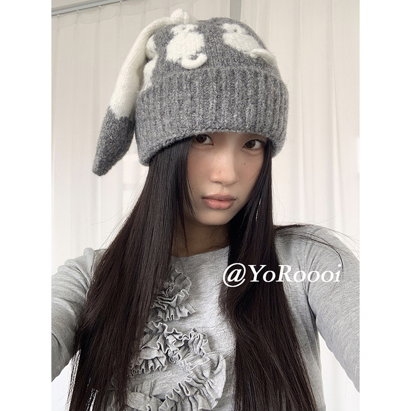 小众可爱甜美猫尾针织帽简约