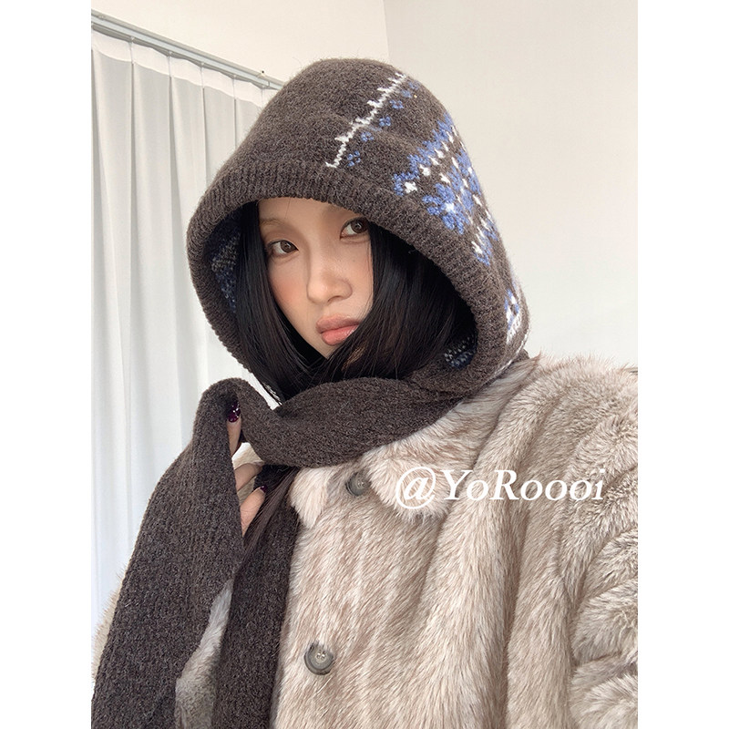 拉克拉法针织费尔岛连帽围巾