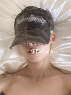YoRoooi 复古做旧水洗牛仔棒球帽街头百搭迷彩鸭舌帽男女 小众美式