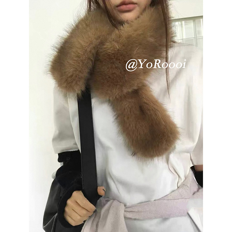 简约双面仿狐狸毛百搭保暖围巾