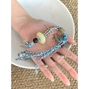 YoRoooi 罗马假日 夏季小众清凉感编织手链百搭沙滩度假拍照挂件