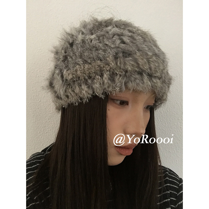 YoRoooi 韩系兔毛慵懒ins皮草发箍帽子发带帽秋冬保暖围脖围巾女