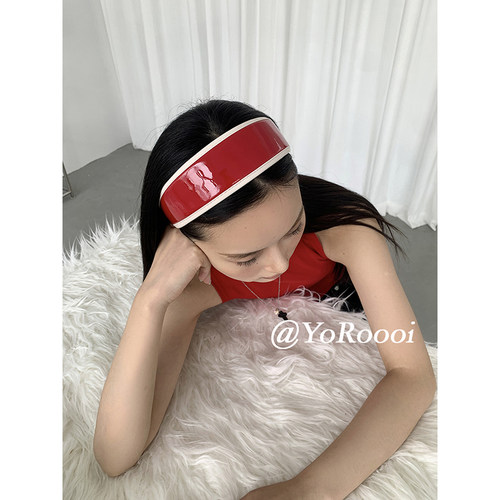 YoRoooi复古PU皮质宽边发箍女