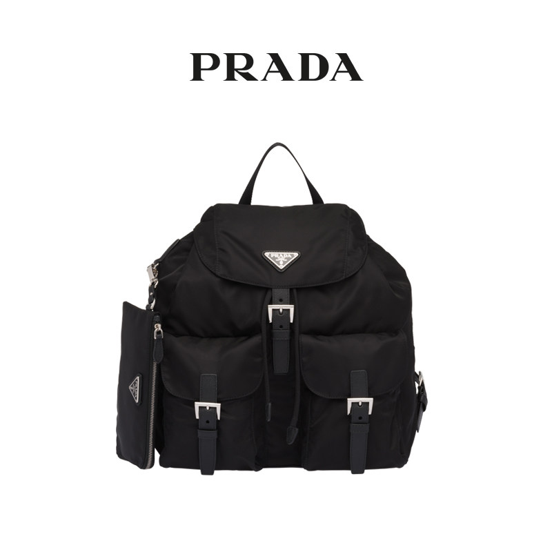 Prada/普拉达多色LOGO饰街头女包双肩包背包