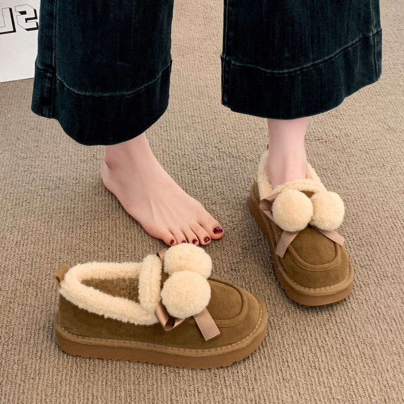 厚底加绒保暖一脚蹬勃肯鞋雪地靴毛毛鞋女2025新款冬季豆豆鞋棉鞋,女鞋,时尚雪地靴,淘宝优惠券,粉丝福利购,淘宝优惠卷