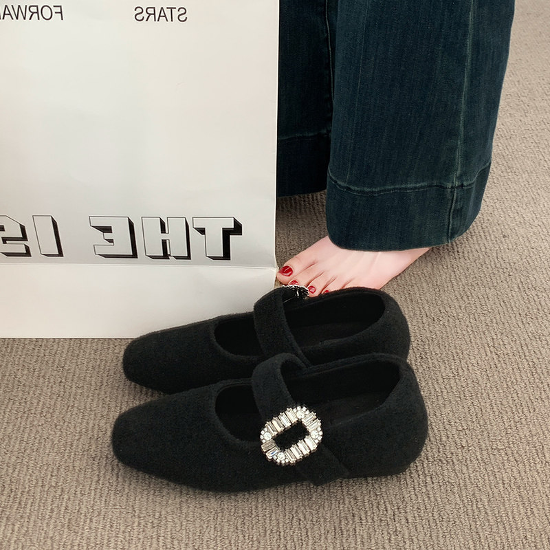 法式加绒玛丽珍鞋女款2025冬季新款小香风毛毛鞋水钻毛呢浅口单鞋,女鞋,玛丽珍鞋,淘宝优惠券,粉丝福利购,淘宝优惠卷