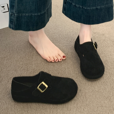 厚底全包勃肯鞋女鞋子2025新款秋季复古百搭懒人乐福鞋豆豆鞋单鞋